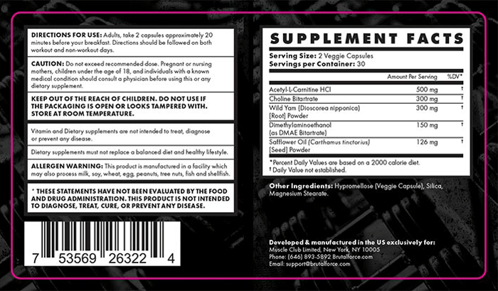 BrutalForce RadBulk Ingredients