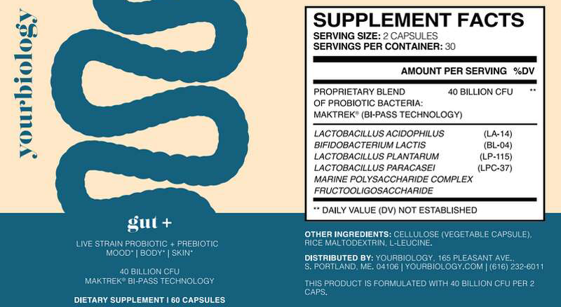 YourBiology Gut+ Ingredients