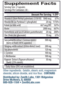 Zenith Labs Hair Revital X Ingredients